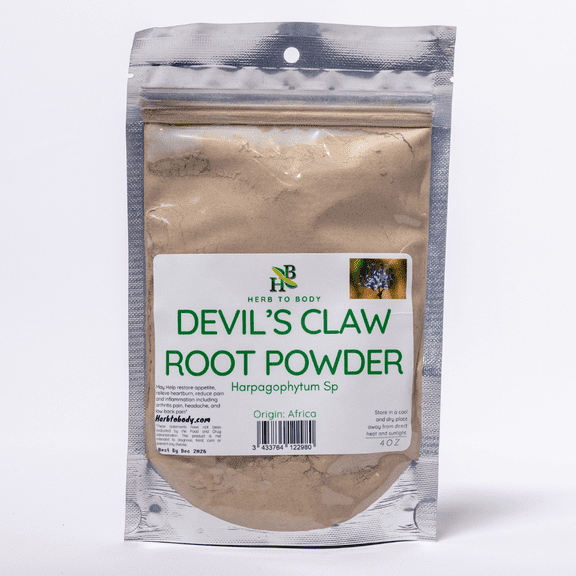 Herb To Body Devil’s Claw Root Powder | Harpagophytum Sp | Wildcrafted | 4oz