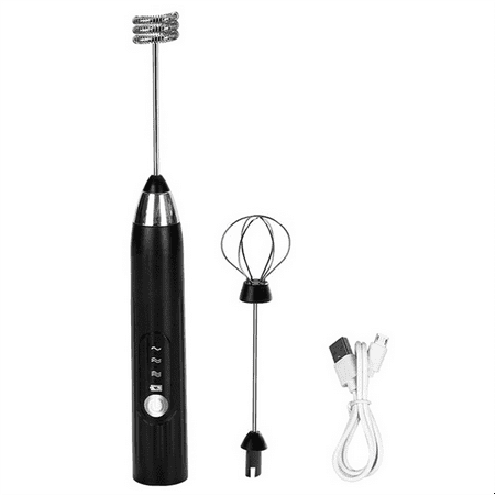 

3In1 Portable Electric Milk Frother Foam Maker Handheld Foamer High Speeds Drink Mixer Coffee Frothing Wand Black