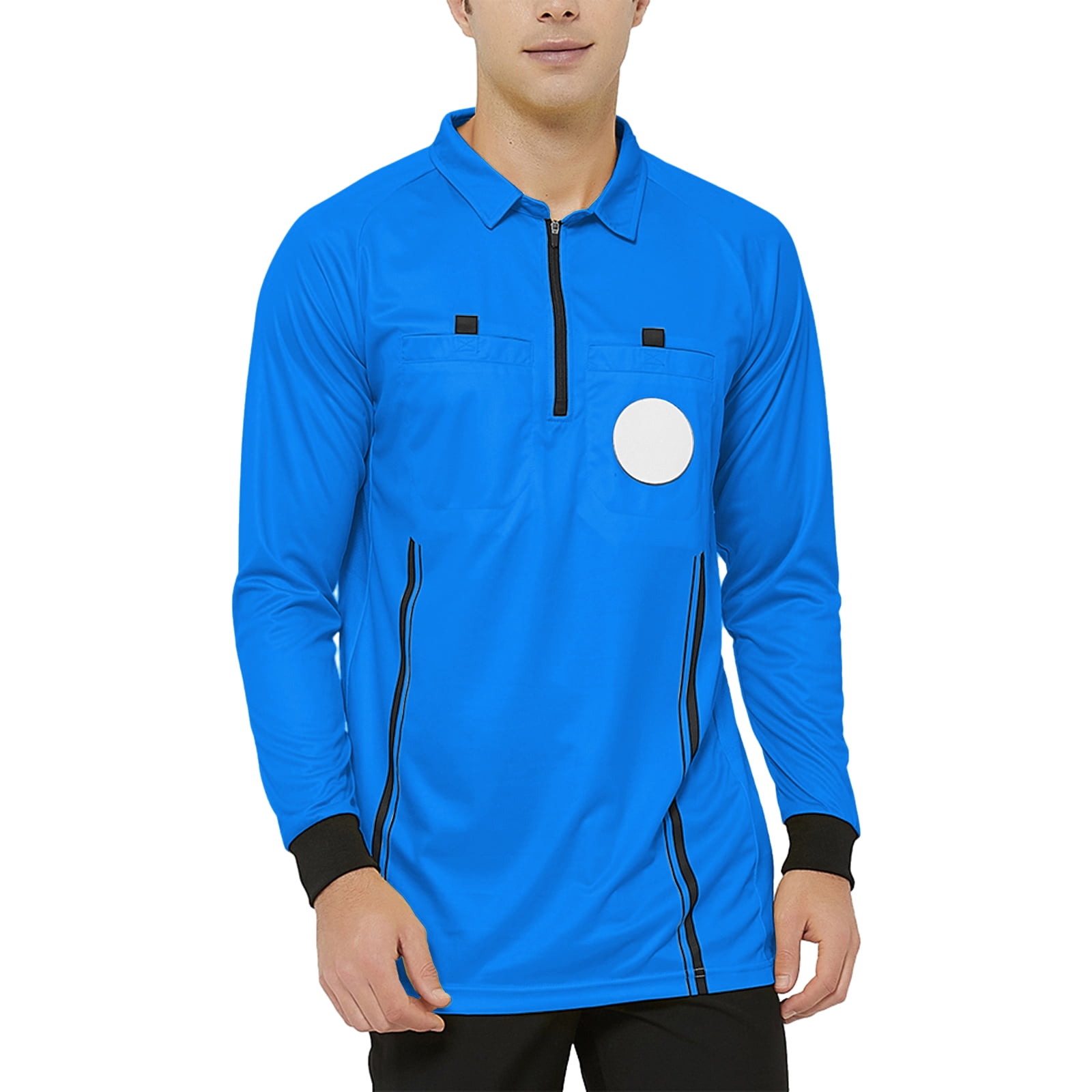 TOPTIE Men's Official Soccer Long Sleeve Referee Jersey USSF Pro Uniform-Blue-L