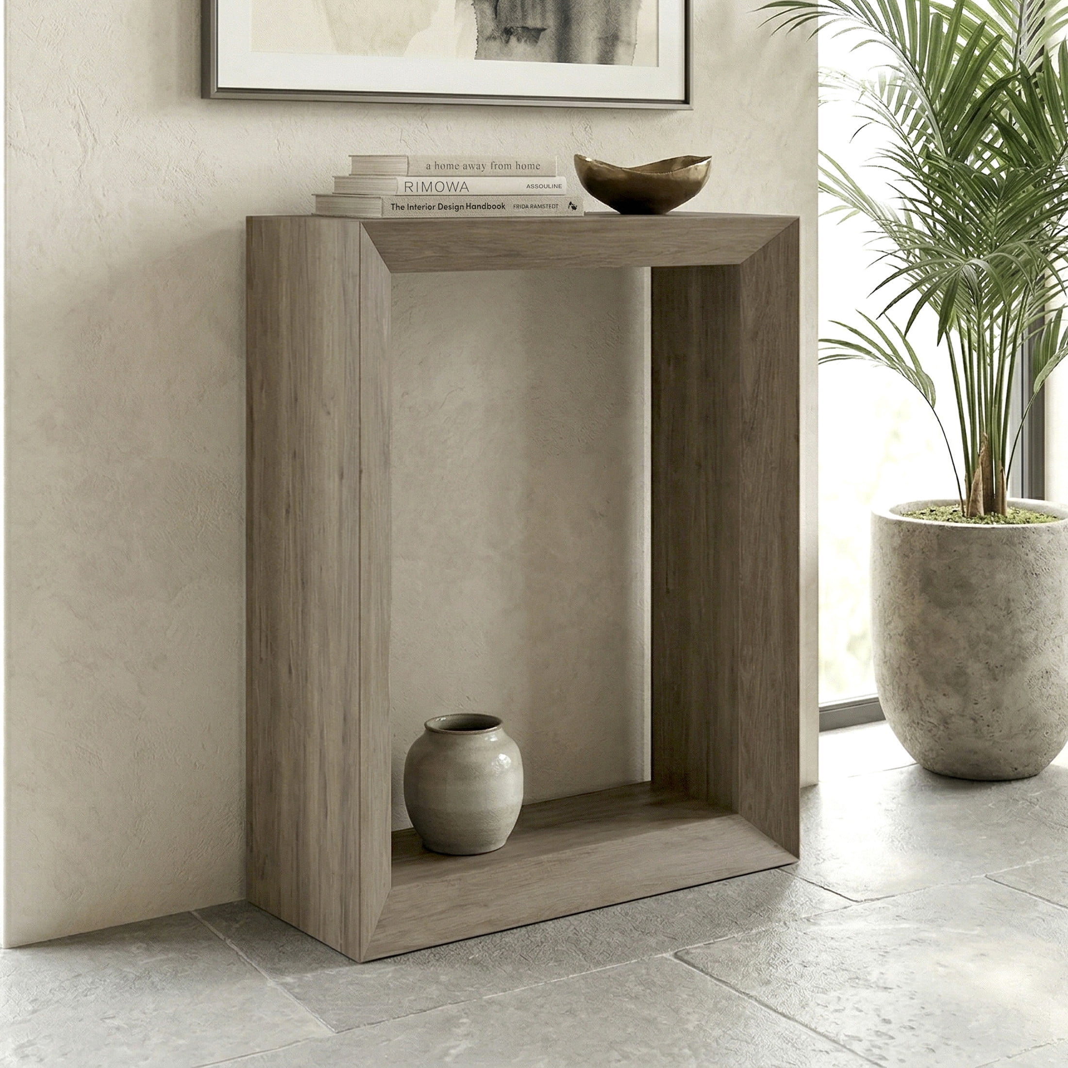 Evelyn&Zoe Modern Farmhouse 22" Wide Antiqued Gray Oak Console Table