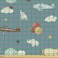 thumbnail image 2 of Cartoon Sofa Upholstery Fabric by the Yard, Vintage Plane Balloons Zeppelin Clouds Hot Air Balloon Print, Decorative Fabric for DIY and Home Accents, Blue Grey Multicolor by Ambesonne, 2 of 5