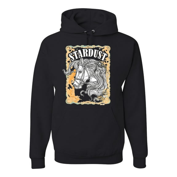 Wild Bobby Star Dust Horse Black and Yellow Distressed Vintage Unisex Hoodie Sweatshirt, Black, Small