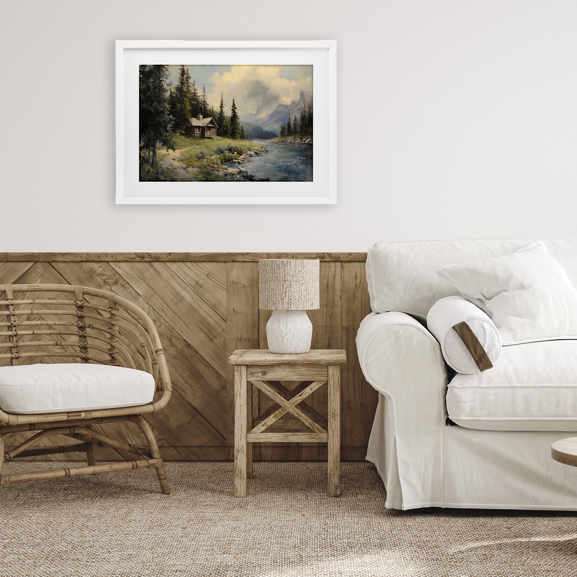 Stupell Industries Creek Cabin Riverside Retreat White Framed Print Under Glass, design by Franklyn Gregory