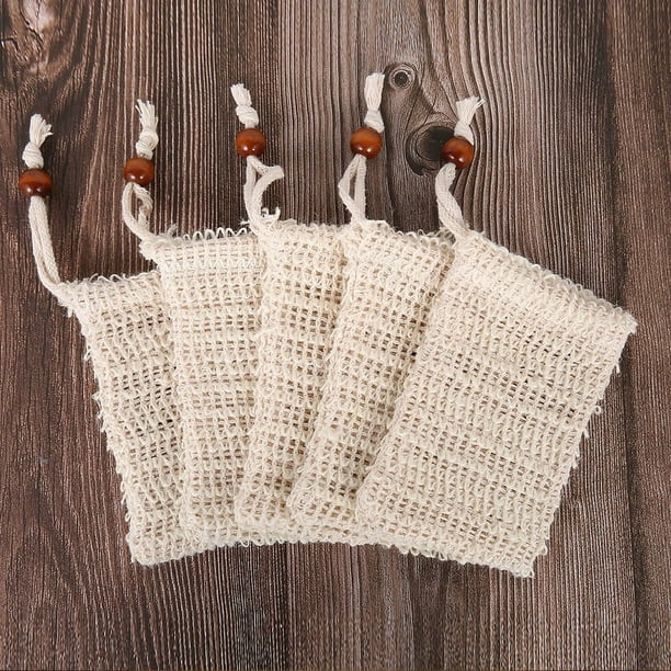 Xiao Hua 5 bolsas de red para conservar jabón. Red de protección natural para jabón exfoliante, bolsas de espuma para jabón espumoso, jabón seco, soporte para bolsas de jabón con cordón.
