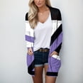 thumbnail image 1 of Cárdigan holgado de manga larga para mujer, chaqueta con bolsillos, estampado gráfico, bloque de Color, abierto en la parte delantera, primavera y otoño, 1 of 2
