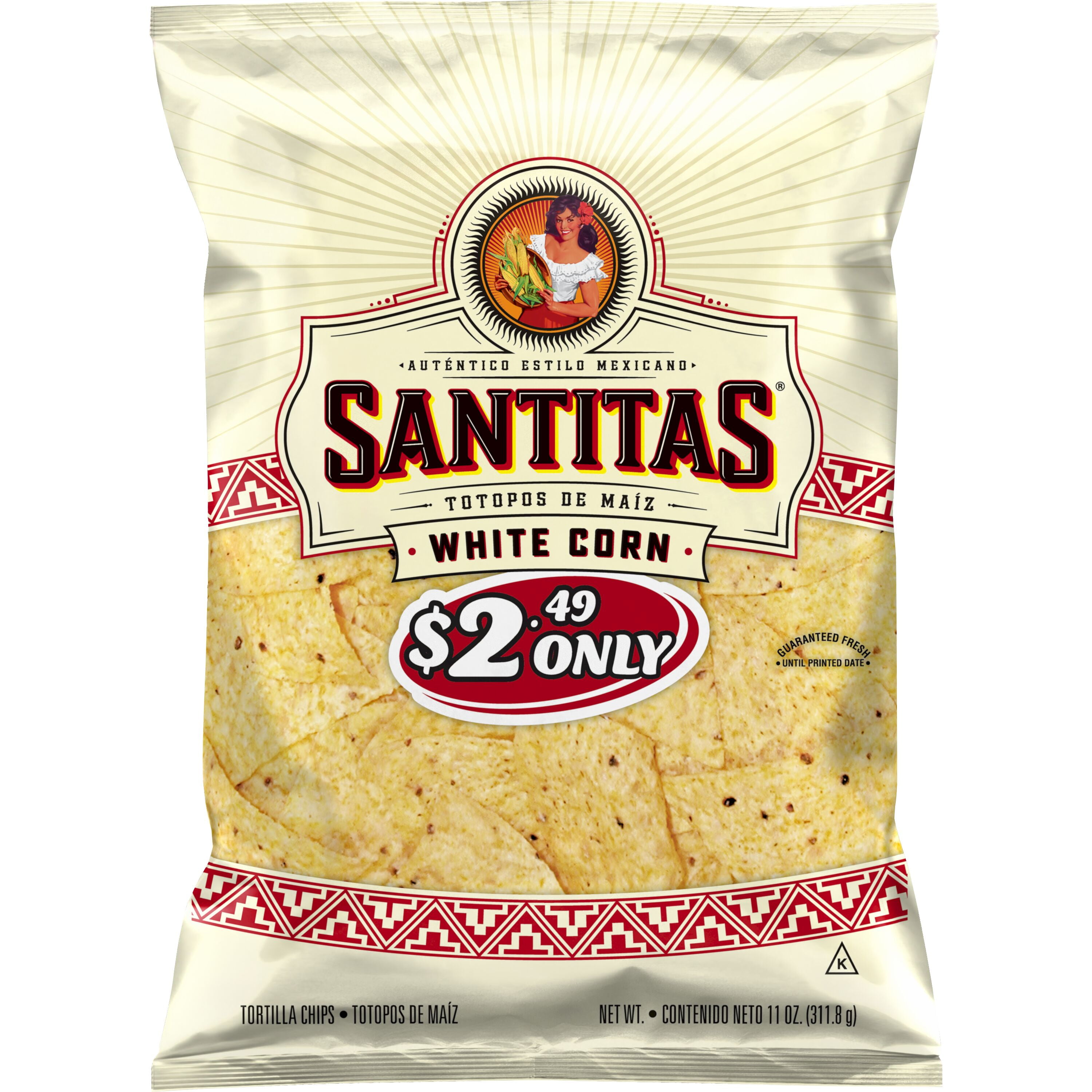 Santitas Tortilla Chips White Corn, 11 oz