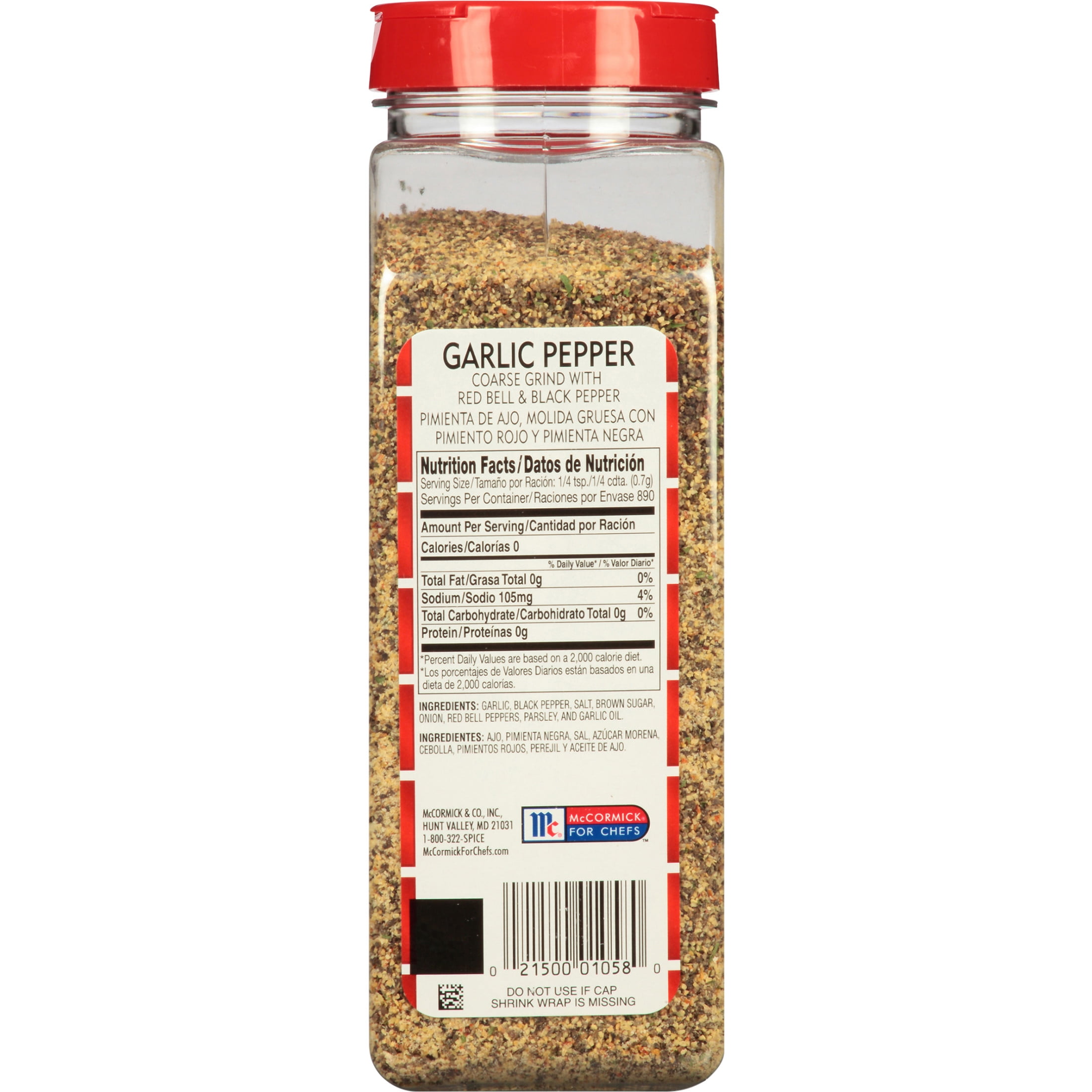 Lawry's Kosher Coarse Grind Garlic Pepper with Red Bell & Black Pepper Seasoning , 22.0 oz Bottle