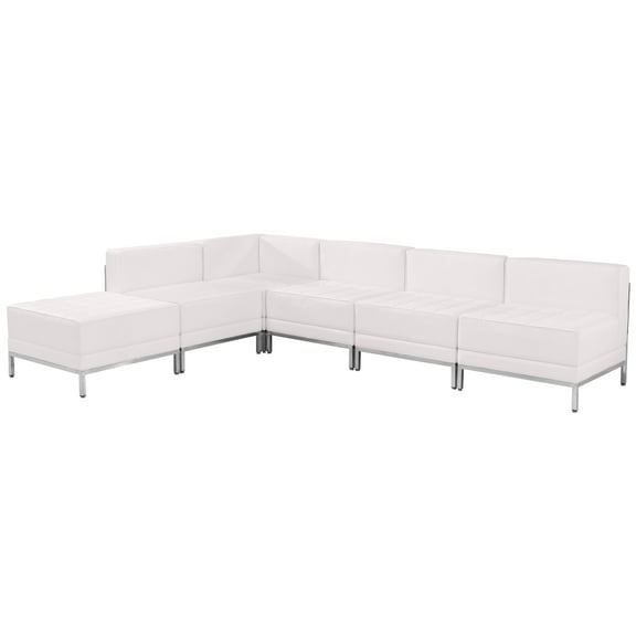 Flash Furniture HERCULES Imagination Series Melrose White Leather Sectional Configuration, 6 Pieces