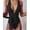 Black, variant on Women Plunge V Neck Self Tie One Piece Monokini Swimsuit Red L