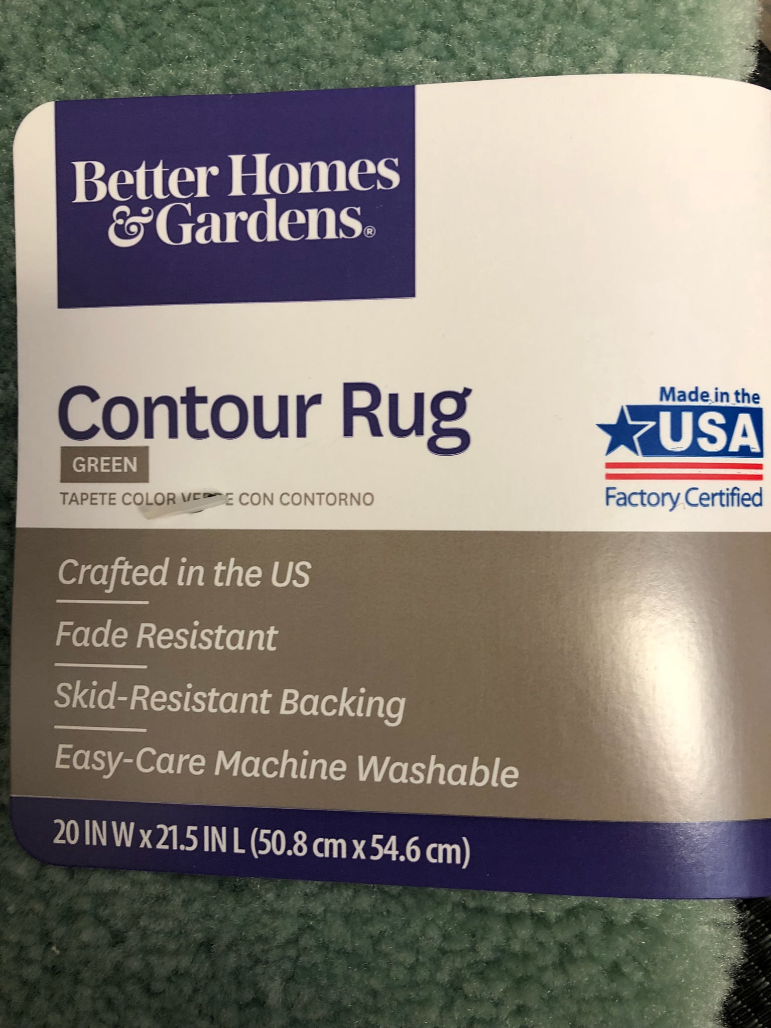 Better Homes & Gardens Solid Green Nylon Bathroom Rug, Contour - 1 Each