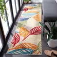 thumbnail image 3 of SAFAVIEH Cabana Lindsay Botanical Indoor/Outdoor Runner Rug, Ivory/Green, 2'2" x 9', 3 of 14