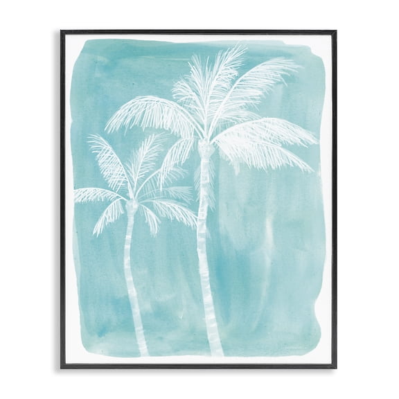 Stupell Industries Coastal White Palm Tree Beach Blue Tropic Black Framed Giclee Art, 11 x 14, by Kamdon Kreations