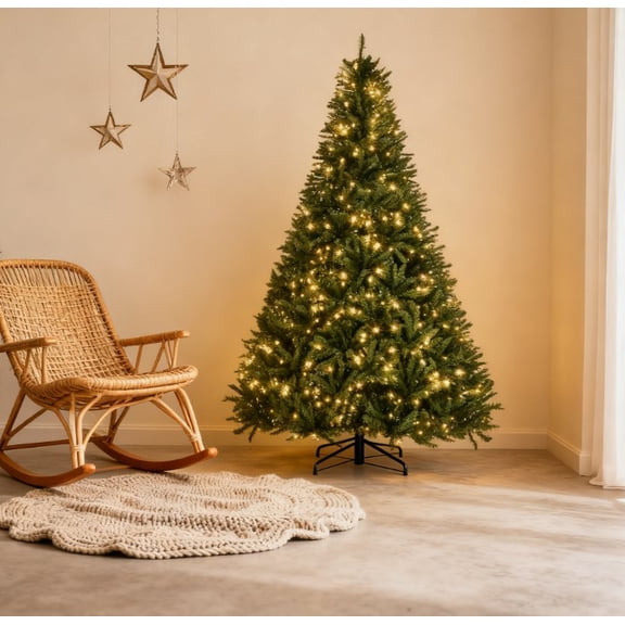 Pre-Lit Full Douglas Fir Artificial Christmas Tree with Realistic Branches & Warm White LED Lights​