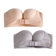 thumbnail image 1 of TSADFHJI Womens 2PCS Solid Color Strapless Non Adjustment Rimless Dress Bra Beige+Gray Bras for Women Plus Size Corset Bras for Women Crotchless Leather Bras for Women Set with Robe Gray,Beige 85E, 1 of 9