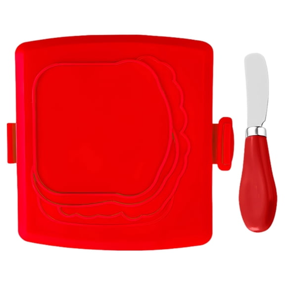 Microwave Sandwich Maker, Red Silicone Toastie Maker with Butter Knife Oil Brush, Quick Heat Non-Stick Design for Delicious Breakfast, Easy Storage & Cleaning, 14.5 oz / 410 g
