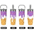 thumbnail image 2 of Ice Cream Cone Purple Tumbler with Lid And Straw 30oz Stainless Steel Cup Insulated Water Bottle, Large Capacity Car Cup, Leakproof Travel Tumbler Coffee Mug with Handle, 2 of 6