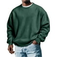 thumbnail image 3 of Hearthz Mens Long Sleeve Shirts Crewneck Waffle Knit Men's Sweatshirts Casual Loose Athletic Warm Knitted Sweaters Pullover, 3 of 4