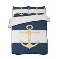 thumbnail image 2 of Yellow Anchor Nautical Full Size Down Alternative Comforter, Lightweight Comforter Quilt Bedding Set with Pillow Shams Navy Blue White Striped All Seasons Bed Comforter Duvet Insert 78"x90", 2 of 7