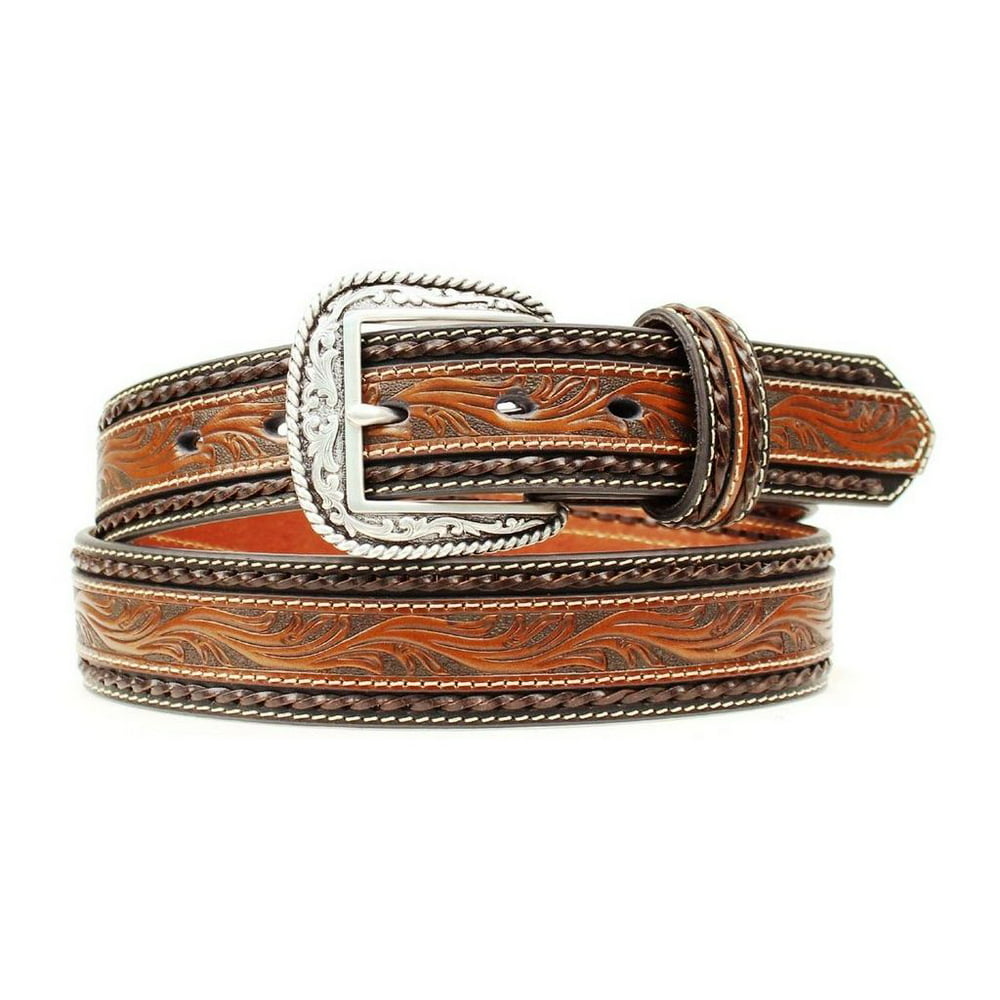 Ariat - Ariat Western Belt Mens Leather Tooled Studs Overlay Brown ...