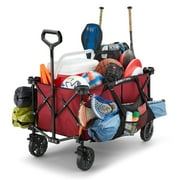 Gorilla Carts Collapsible Folding Wagon Cart, 7 Cu Ft Bed, 150 lb Load Rating, Red