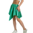 thumbnail image 2 of BLTIBY Girls Metallic Skirt Asymmetrical Ruffle Hem High Waisted Mini Skirts Sparkly Party Dance Y2K Rave Outfits Green 7-8Years, 2 of 5