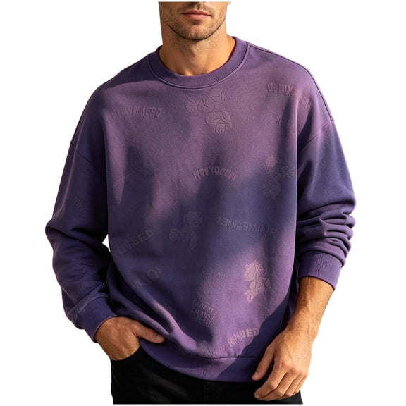 FAWUUDO Men's Half Zip Shirt Long Sleeve Collared with Pocket Fall Casual Stylish Comfortable Versatile Daily Sporty Modern Top L Purple