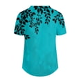 thumbnail image 5 of YDFCWXW Womens Summer Casual V Neck Tunic Tops Short Sleeve Button Down Floral Print T Shirt Loose Fit Cotton Linen Blouses Mint Green, L, 5 of 7