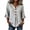 Gray, variant on 3/4 Sleeve Cotton Linen Tops for Women Flounce Trim Casual Buttoned V Neck T-Shirts Summer Boho Striped Color Tops Gray XL