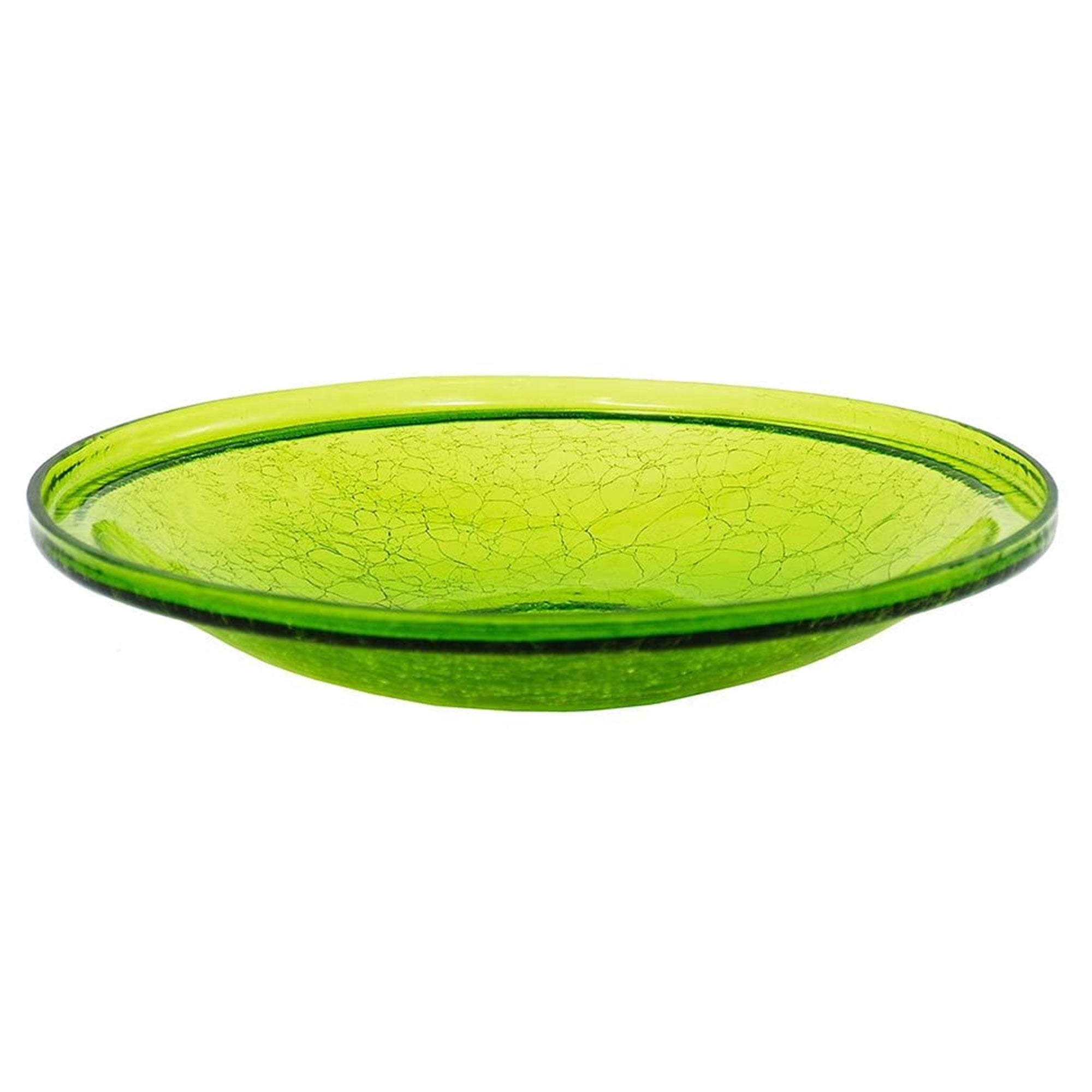 Achla Designs 14 In Hand Blown Crackle Glass Birdbath w/ Stake, Fern Green