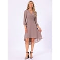 thumbnail image 3 of DARING DIVA Chiffon V-Neck Midi Cocktail Dress XL Grey Pink, 3 of 6