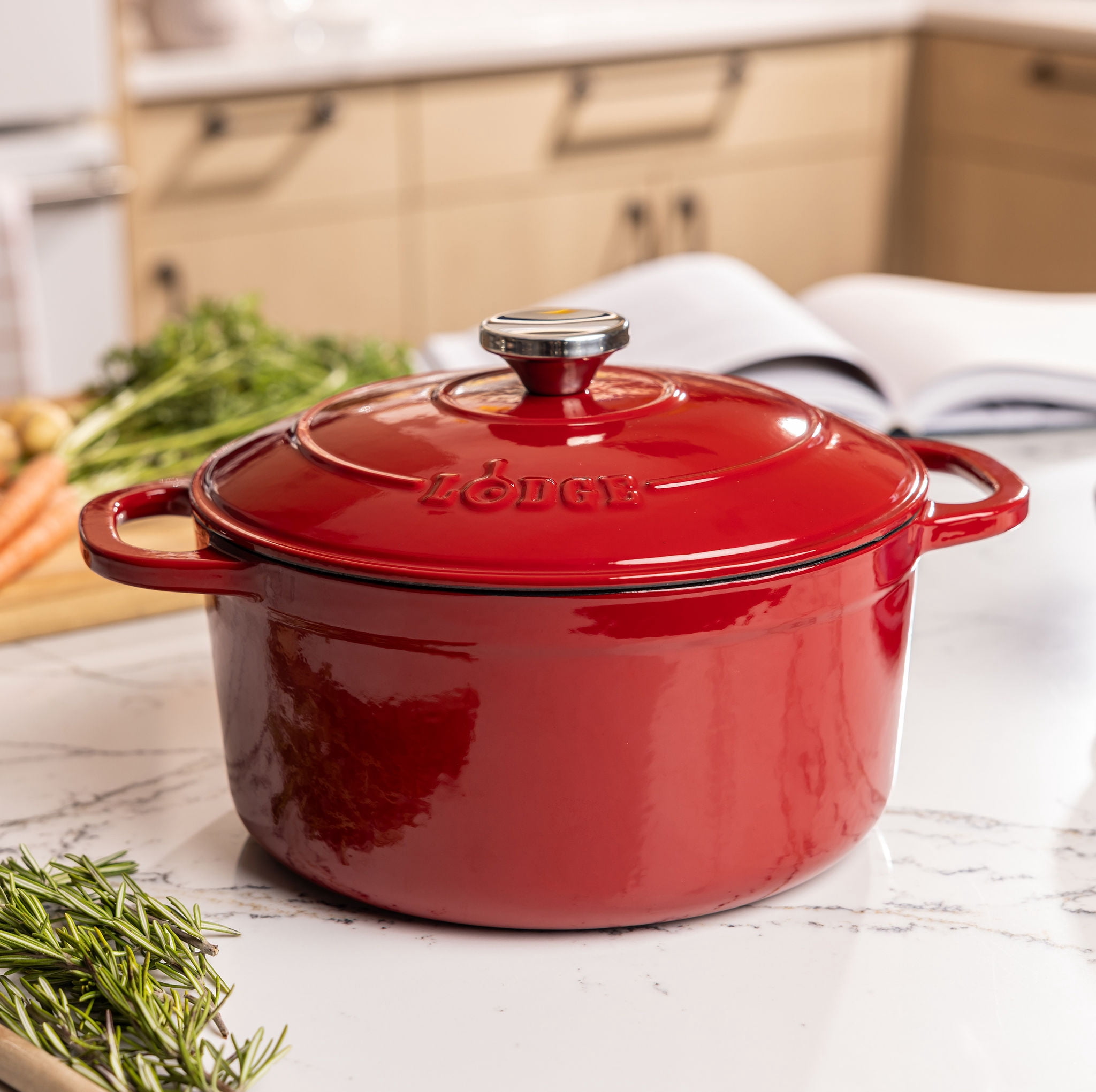 Lodge 5.5 Quart Cardinal Enamel Cast Iron Dutch Oven