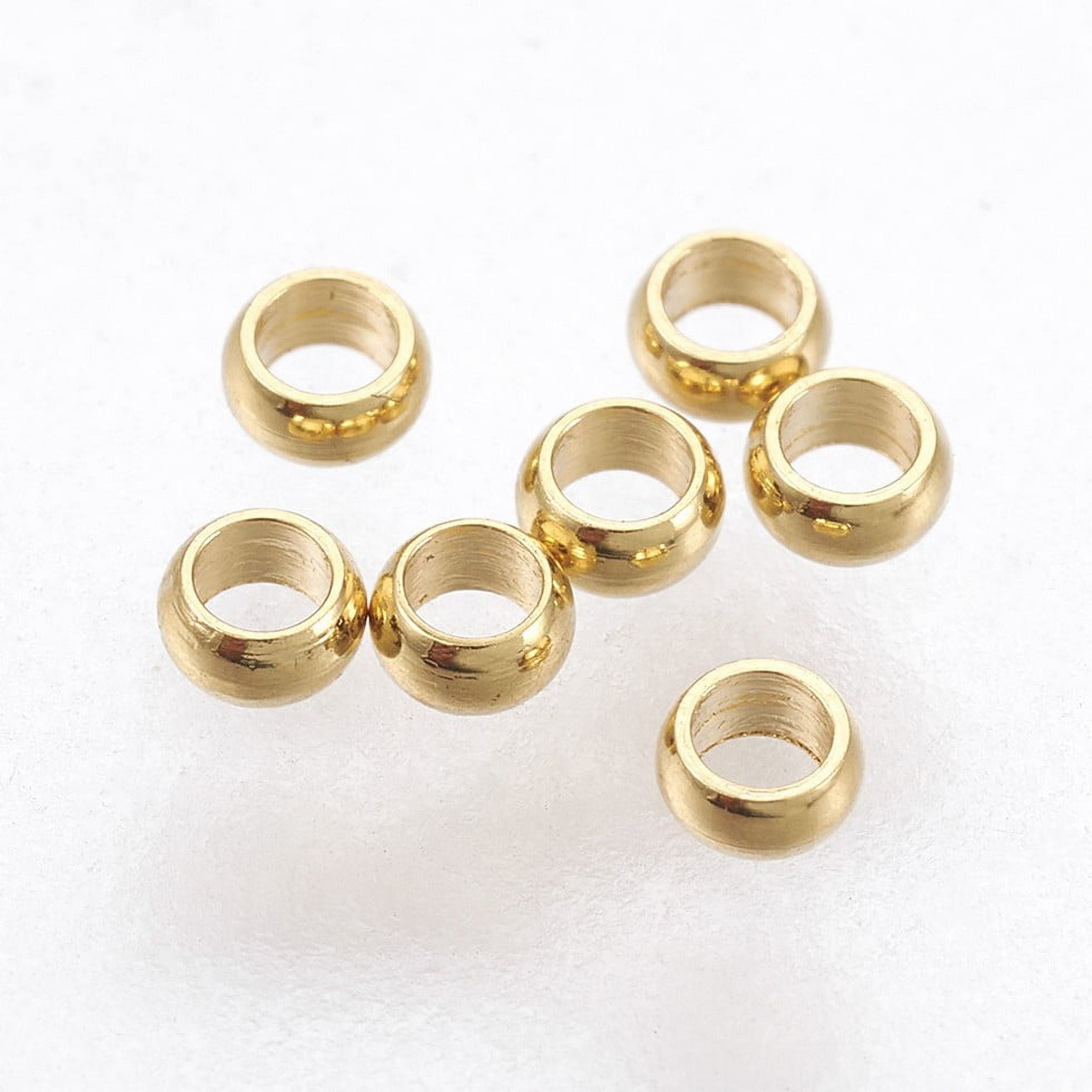 316 Surgical Stainless Steel Rondelle Crimp Beads for Bracelets Necklace Making Real 18K Gold Plated 1.9mm Hole: 1mm