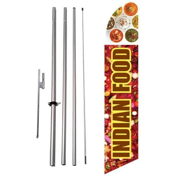 Indian Food Advertising Feather Flag Banner Sign with Pole kit and Ground Spike