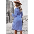 thumbnail image 4 of Femmes Robes Casual Manches Courtes Bouton Imprimé Floral vers le Bas V Cou Été Boho Midi Robe, 4 of 6