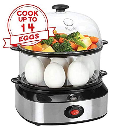 Egg Cooker, Egg Boiler With Steamer Attachment For Soft And Hard