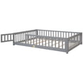 thumbnail image 6 of Full Size Floor Bed with Fence and Door, Wood Floor Platform Bed for Kids Boys Girls, Wood Slats Support, Gray, 6 of 7