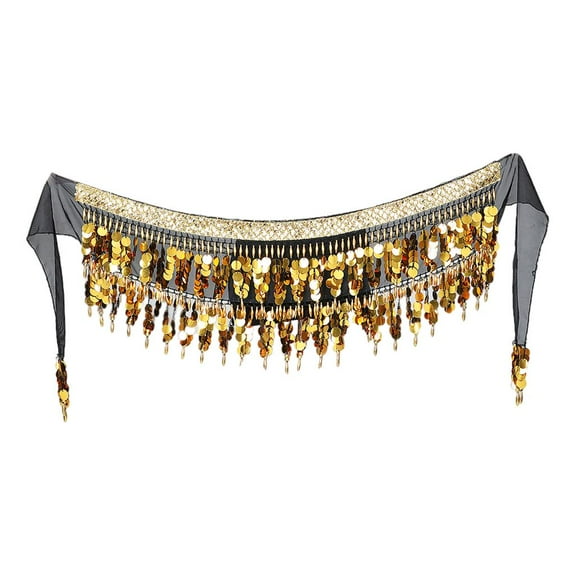 Adjustable Strap Hip Scarf for Belly Dancing, Women's Dance Hip Black