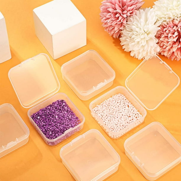 36 Pieces Small Clear Plastic Beads Storage Containers Box with Hinged Lid,  Storage Case of Small Items, Crafts, Jewelry, Hardware (2.12 x 2.12 x 0.79  Inches) 