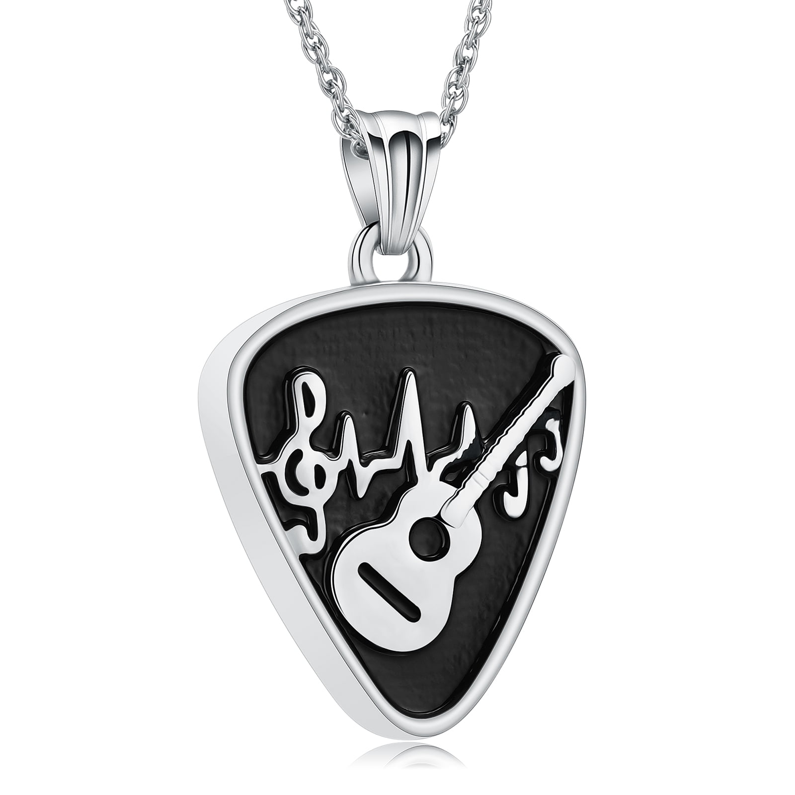 Guitar Pick Urn Necklace for Men Women Stainless Steel / Abalone Shell Music Jewelry Personalized Guitar Picks Pendant for Music Lover