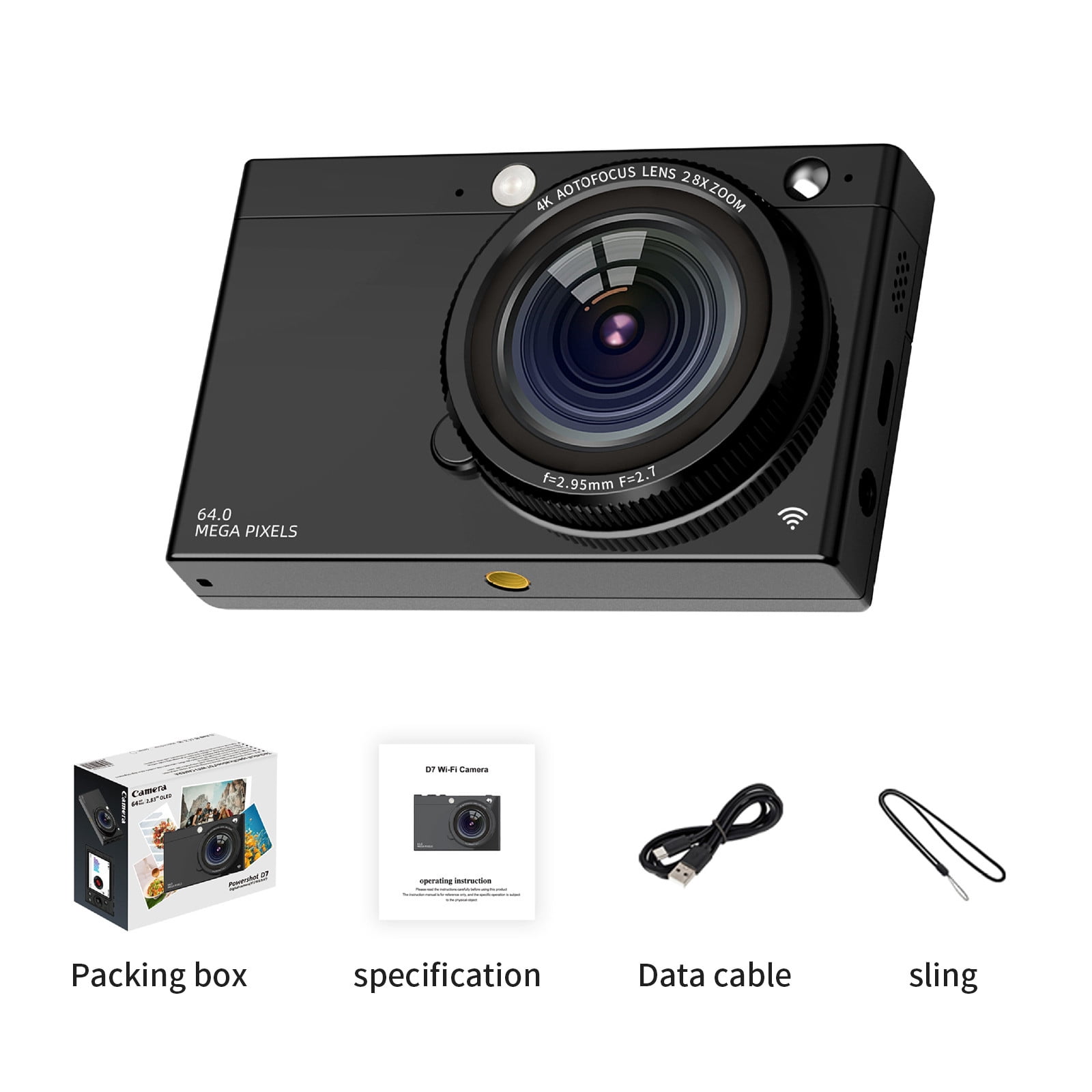 Bwiyojiz 64MP FHD Digital Camera with WiFi.83in Screen Take Photos and Videos Travel Camcorder 28X Digital Supports Transferring Photos To Mobile Phone, Gifts for Him