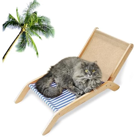 Cat Chair, Beach Theme Cat Hammock Bed, Raised Bed, Mini Beach Chair, Cute Lounger for Indoor Kittens