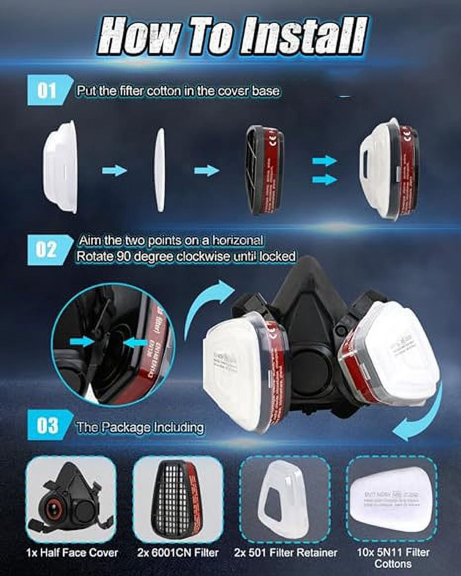 Respirator Mask, ANUNU Paint Respirator with 6001 Filters