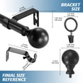 thumbnail image 4 of Urbanest Single Curtain Rod with 16 Clip Rings & Decorative Ball Finials – Classic Metal Window Drapery Rod Set, Heavy-Duty & Adjustable, 5/8" Diameter, 48" to 84", Matte Black, 4 of 6