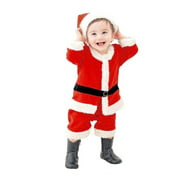 Kids Baby Boys & Girls Christmas Xmas Party Santa Claus Costume Outfit Set & Hat (Boy 80)