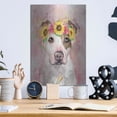 thumbnail image 6 of Luxe Metal Art 'Flower Crown Pit Bull 7' by Furbaby Affiliates, Metal Wall Art, 12"x16", 6 of 9