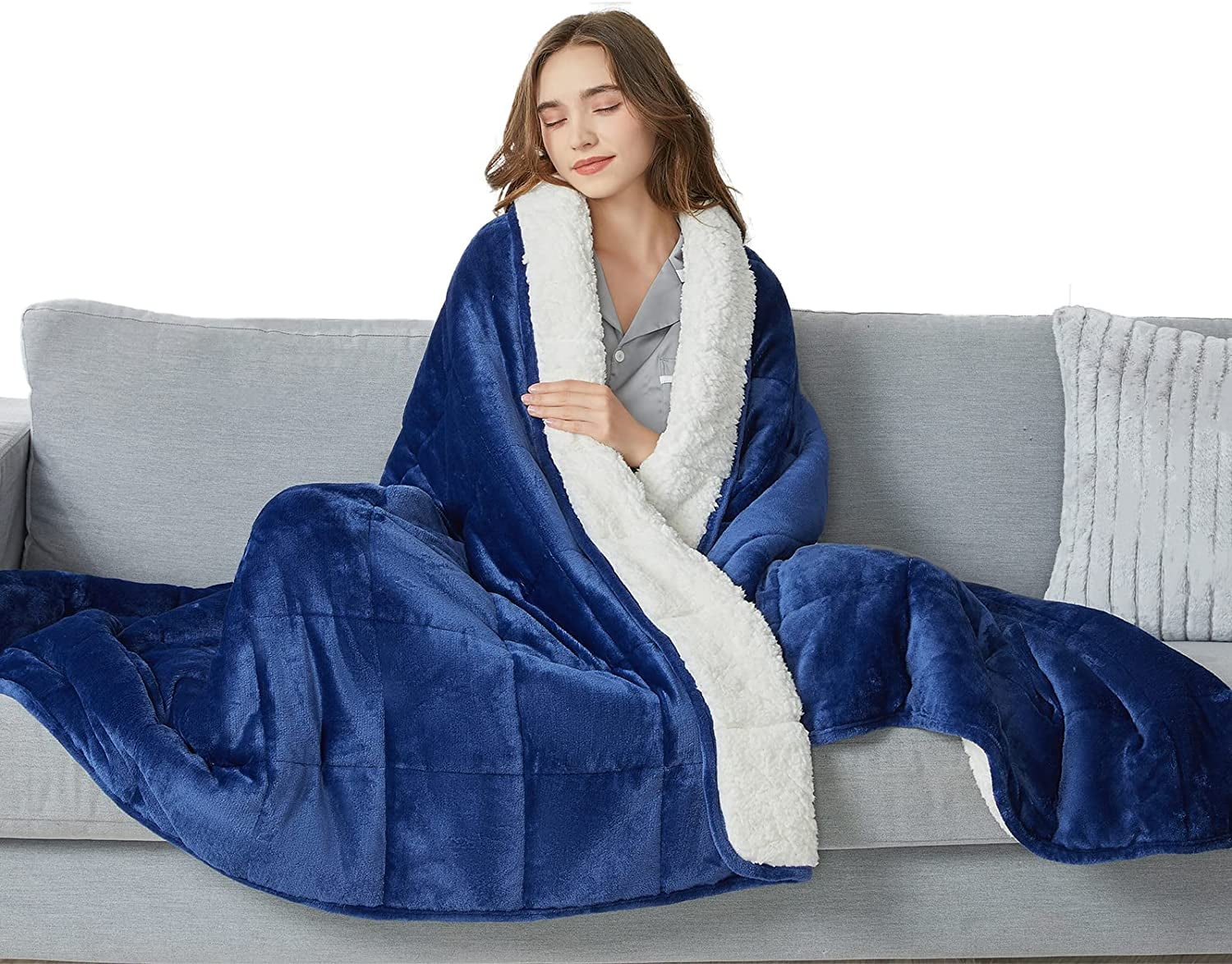Softlife Flannel Weighted Blanket,Sherpa Fleece Heavy Blanket