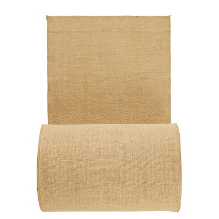 KFFKFF Natural Burlap Fabric Roll, 14” x 150 ft & 50 x 50 High-Density Wide Jute Fabric, Ideal for Decorations, Crafts, Weddings, Gardening, and Winter Protection for Plants and Trees