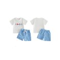 thumbnail image 2 of BemeyourBBs Toddler Baby Boy Summer Clothes Infant Baby Boys Summer Beach Holiday Outfits Short Sleeve Sailboat Crayfish Marine Embroidery T-Shirt Plaid Pockets Shorts 2Pcs Set, 2 of 8