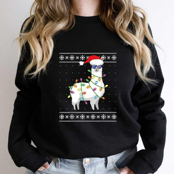 Alpaca Christmas Tree Funny Ugly Christmas Sweater Style Graphic SW3308 Unisex Sweatshirt, Up to Size 5XL