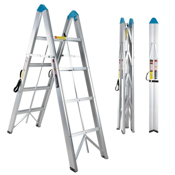 Escalera Plegable De Aluminio 4 Escalones Fold A Step Soporta 150Kg Voltio gris